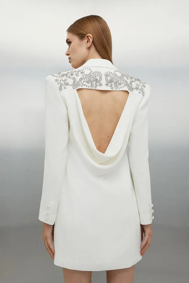 Dresses Women Karen Millen Petite Embellished Open Back Cady Mini Blazer Dress Ivory Dresses Women Karen Millen Petite Embellished Open Back Cady Mini Blazer Dress Ivory