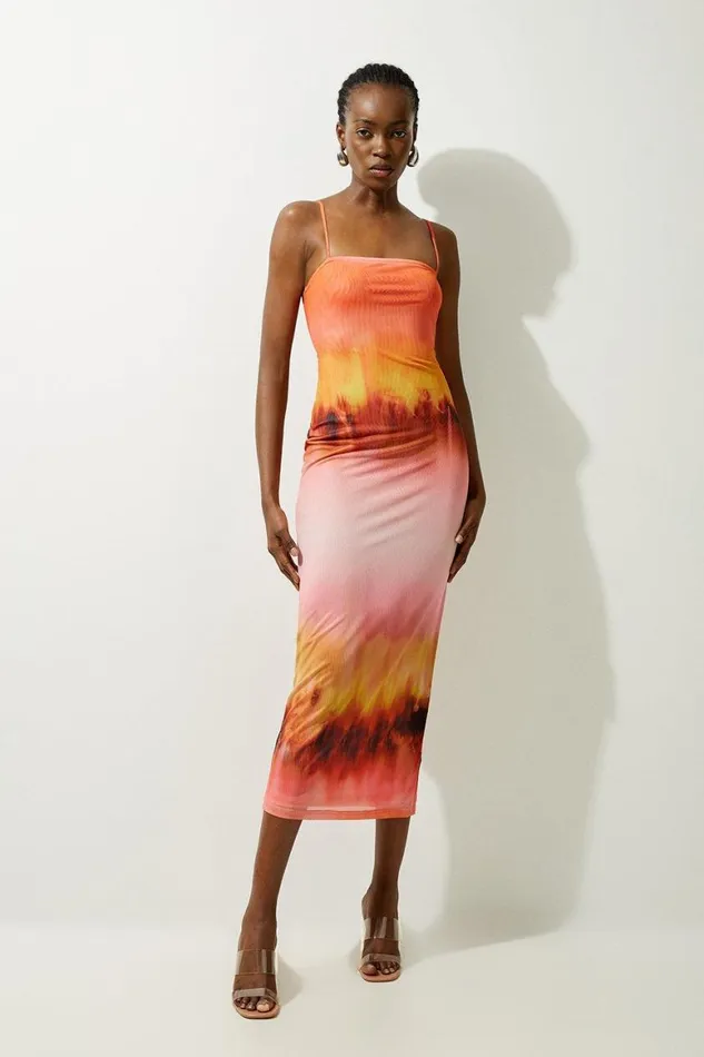 Dresses Women Karen Millen Petite Ombre Print Jersey Sleeveless Maxi Dress Orange Dresses Women Karen Millen Petite Ombre Print Jersey Sleeveless Maxi Dress Orange