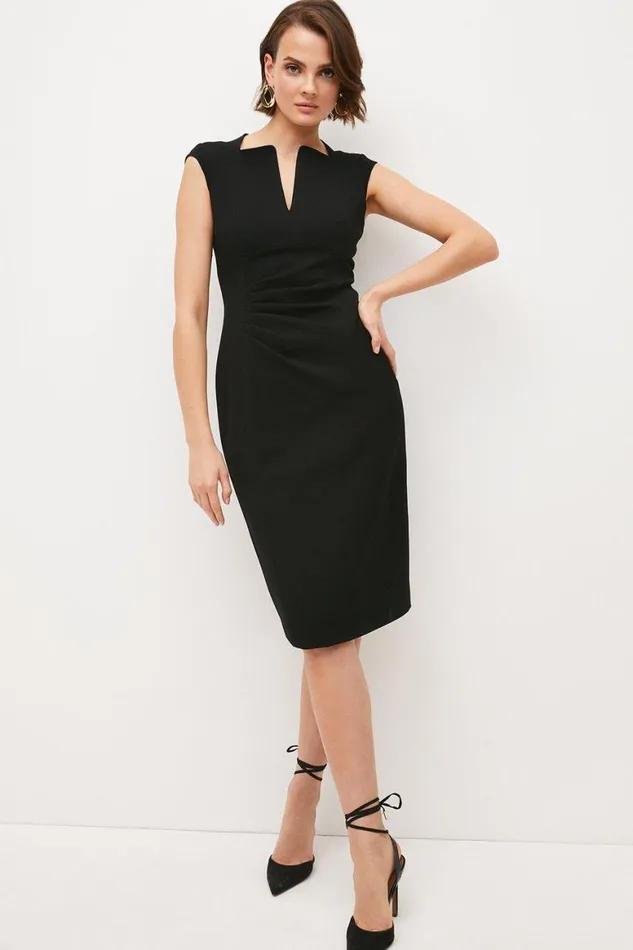 Dresses Women Karen Millen Petite Structured Crepe Envelope Neck Pencil Midi Dress Black Dresses Women Karen Millen Petite Structured Crepe Envelope Neck Pencil Midi Dress Black