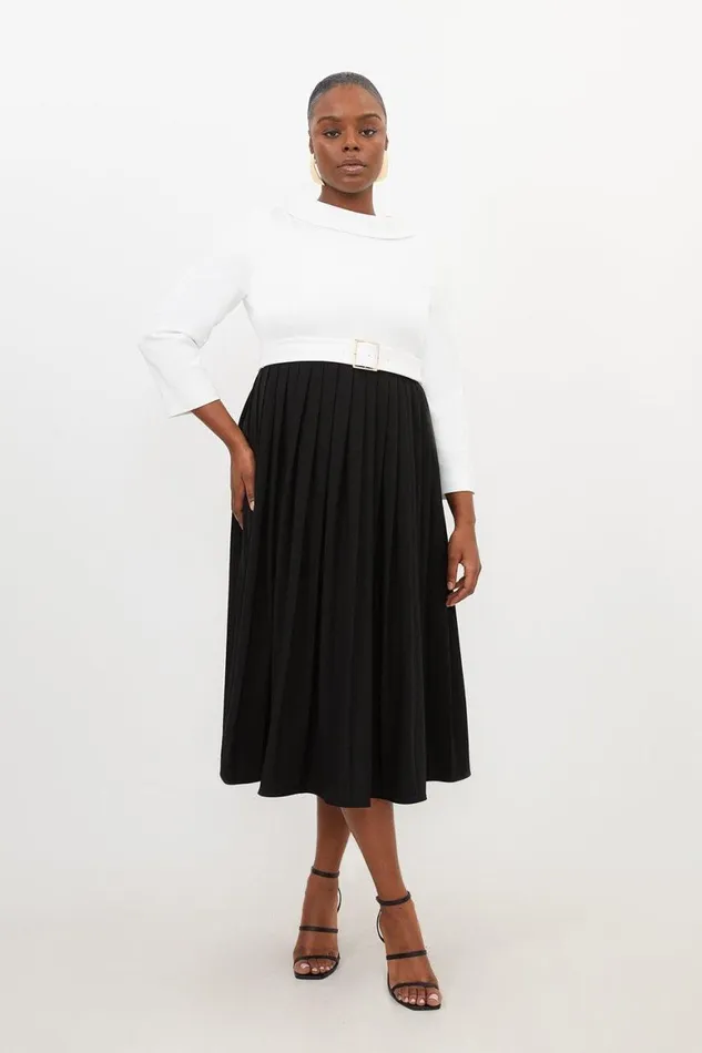 Dresses Women Karen Millen Plus Size Tailored Structured Crepe Roll Neck Pleated Dress Mono Dresses Women Karen Millen Plus Size Tailored Structured Crepe Roll Neck Pleated Dress Mono