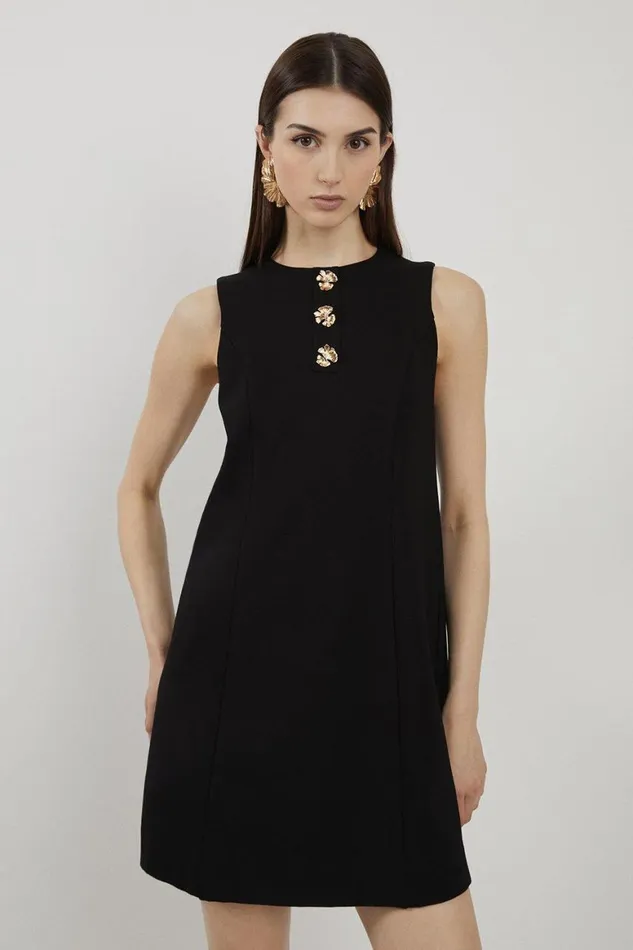 Dresses Women Karen Millen Ponte Jersey Hardwear Detail Mini Dress Black