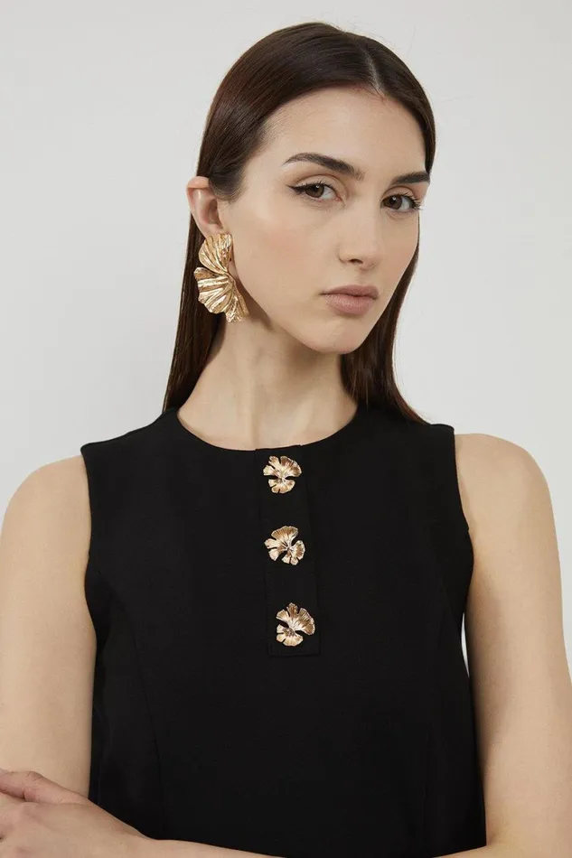 Dresses Women Karen Millen Ponte Jersey Hardwear Detail Mini Dress Black