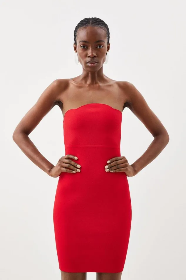 Dresses Women Karen Millen Premium Viscose Blend Body Contouring Bandeau Knit Mini Dress Red Dresses Women Karen Millen Premium Viscose Blend Body Contouring Bandeau Knit Mini Dress Red