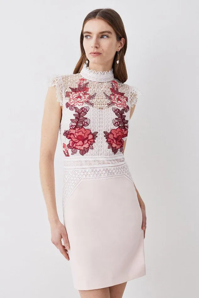 Dresses Women Karen Millen Rose Guipure Lace Mini Dress Rose