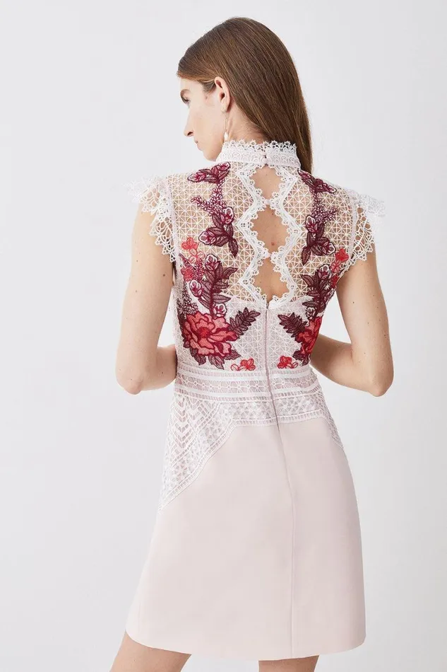Dresses Women Karen Millen Rose Guipure Lace Mini Dress Rose