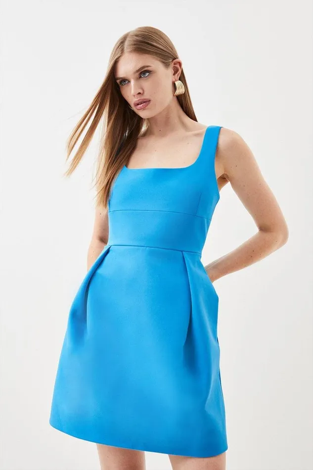 Dresses Women Karen Millen Structured Stretch Strappy Tailored Lantern Mini Dress Blue Dresses Women Karen Millen Structured Stretch Strappy Tailored Lantern Mini Dress Blue