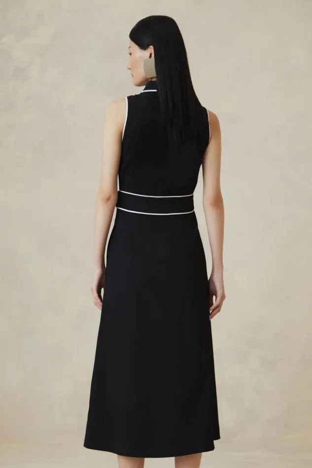 Dresses Women Karen Millen The Founder Contrast Sleeveless Shirt Dress Mono