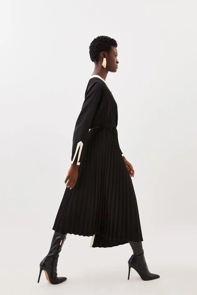 Dresses Women Karen Millen Twill Pleated Woven Midi Dress