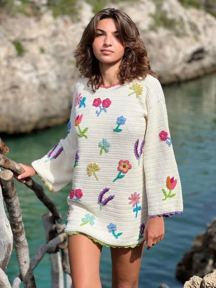 Dresses Women Rose Carmine DRESS SLEEVES BLOOM