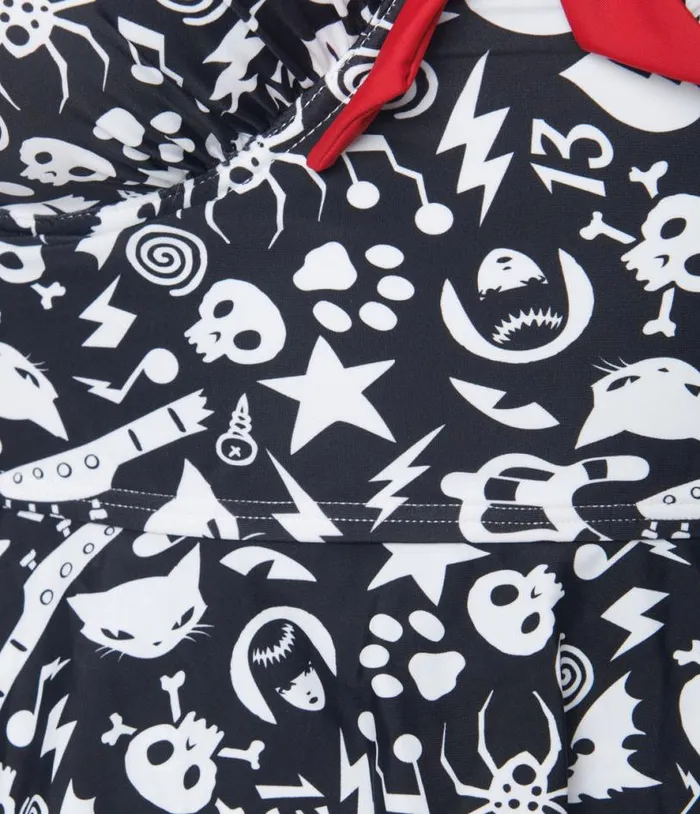 Emily The Strange X Plus Size Black and White Tankini Swim Top Plus Unique Vintage Two Piece Swim