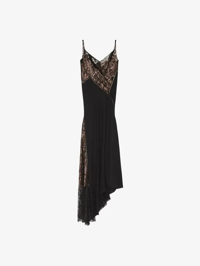 Evening Dress In Mousseline And Lace Black Women Givenchy Dresses