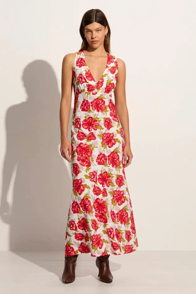 Faithfull The Brand Dresses Acacia Maxi Dress Isadora Floral Red 8211 Final Sale 8211 Women Faithfull The Brand Dresses Acacia Maxi Dress Isadora Floral Red 8211 Final Sale 8211 Women
