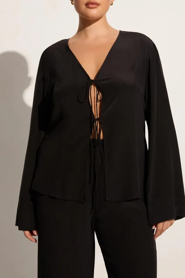 Faithfull The Brand Tops Conero Tie Top Black 8211 Women Faithfull The Brand Tops Conero Tie Top Black 8211 Women