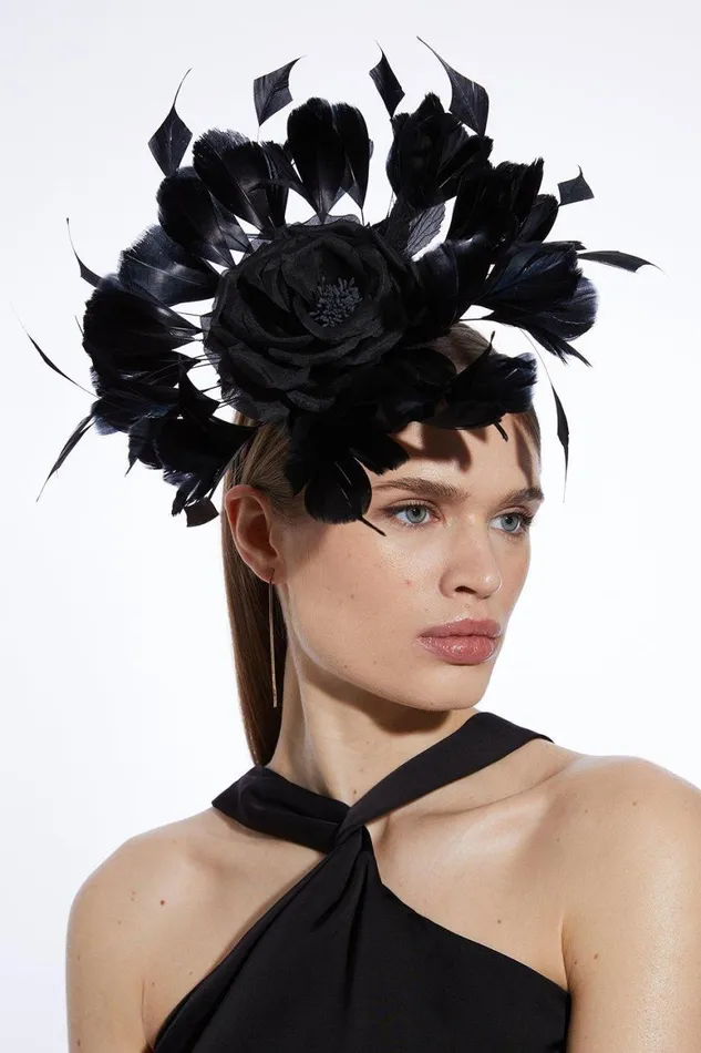 Fascinators Women Karen Millen Petal Crown Fascinator Black