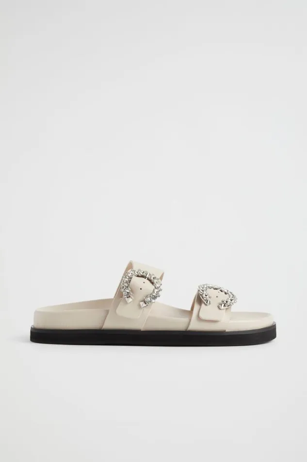 Flats Woman Seed Heritage Romy Diamante Buckle Slide Stone