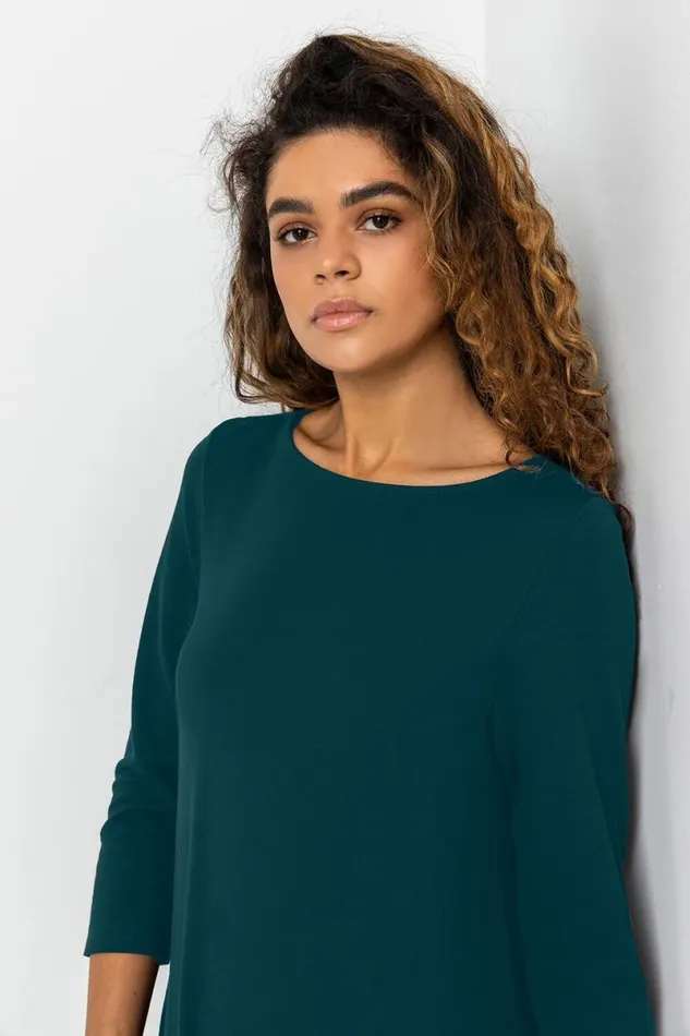 Forest Green ALine Pocket Detail Swing Dress Women Roman Dresses