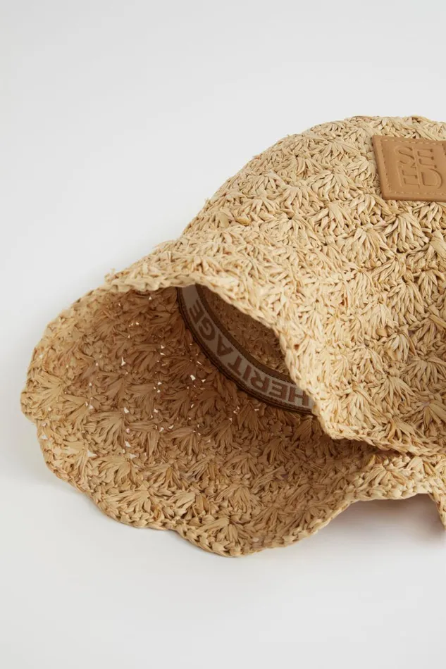 Hats and Gloves Woman Seed Heritage Scallop Textured Bucket Hat Natural