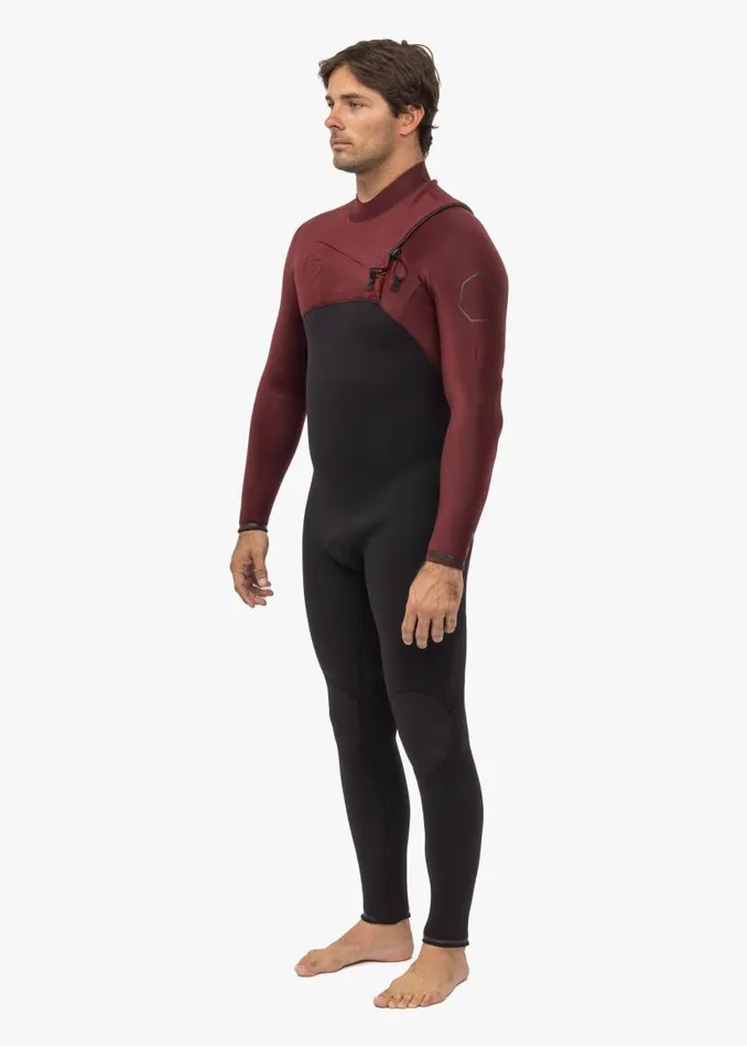 High Seas II 43 Full Chest Zip Wetsuit Wine Men Vissla Wetsuits
