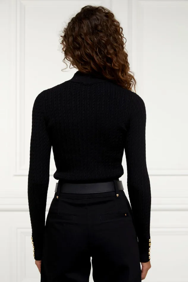 Holland Cooper Ava Quarter Zip Knit Black Women Knitwear Holland Cooper Ava Quarter Zip Knit Black Women Knitwear