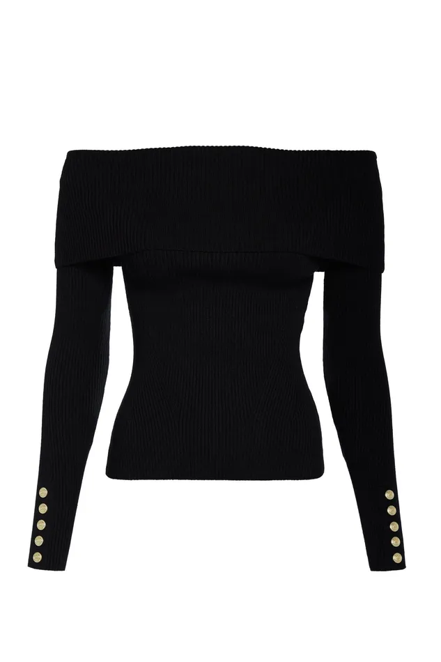 Holland Cooper Bardot Knit Black Women Knitwear Holland Cooper Bardot Knit Black Women Knitwear
