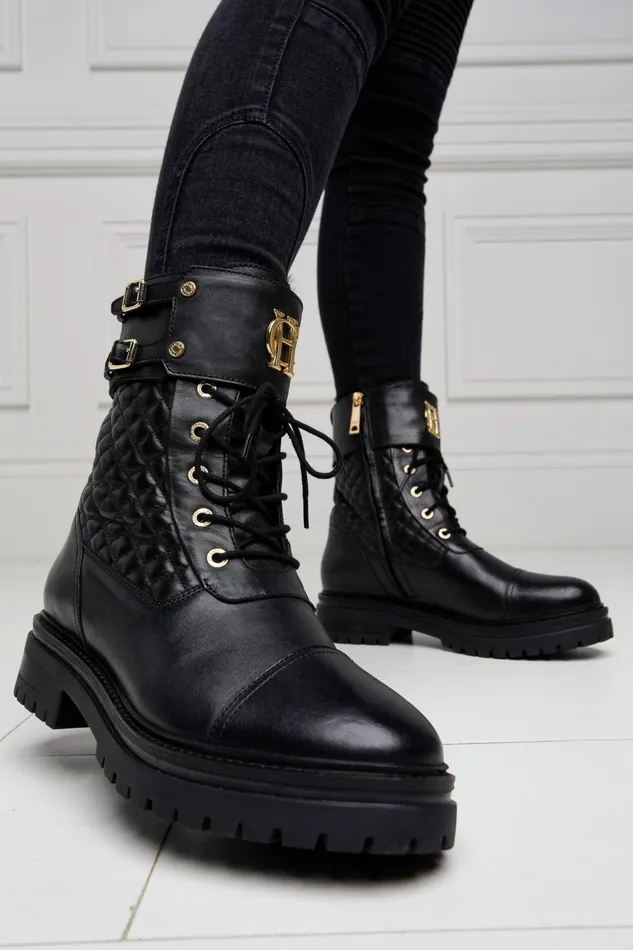 Holland Cooper Camden Biker Boot Black Women Boots Holland Cooper Camden Biker Boot Black Women Boots