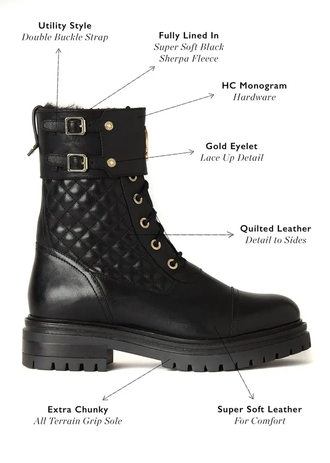 Holland Cooper Camden Biker Boot Black Women Boots Holland Cooper Camden Biker Boot Black Women Boots