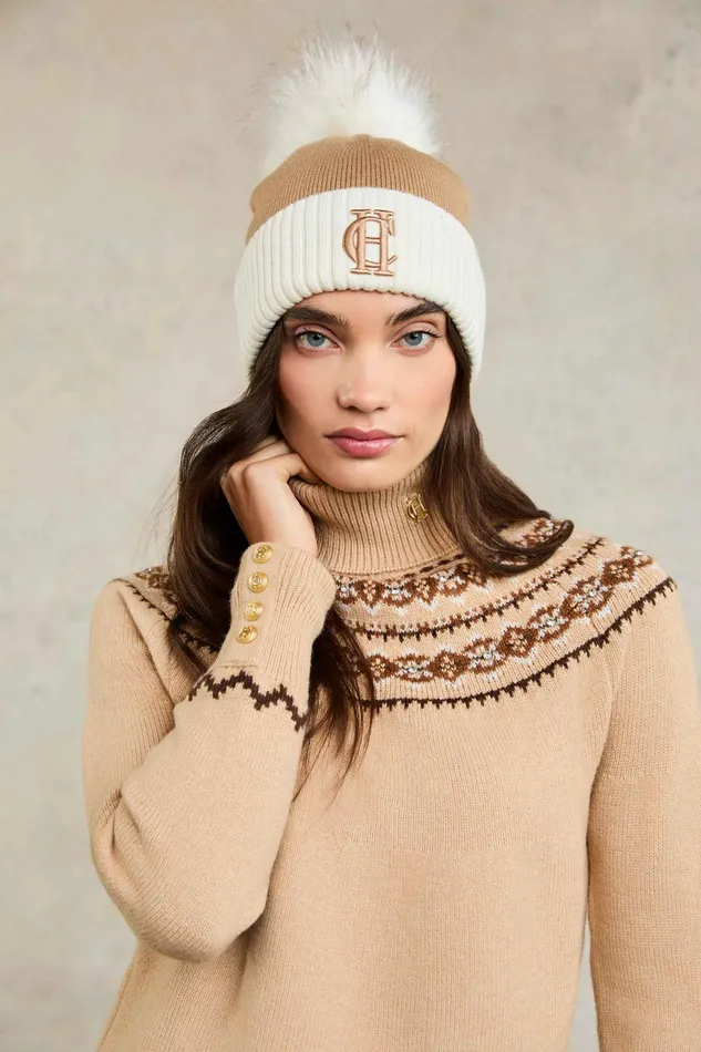 Holland Cooper Chelsea Merino Bobble Hat Camel Women Hats and Headbands Holland Cooper Chelsea Merino Bobble Hat Camel Women Hats and Headbands