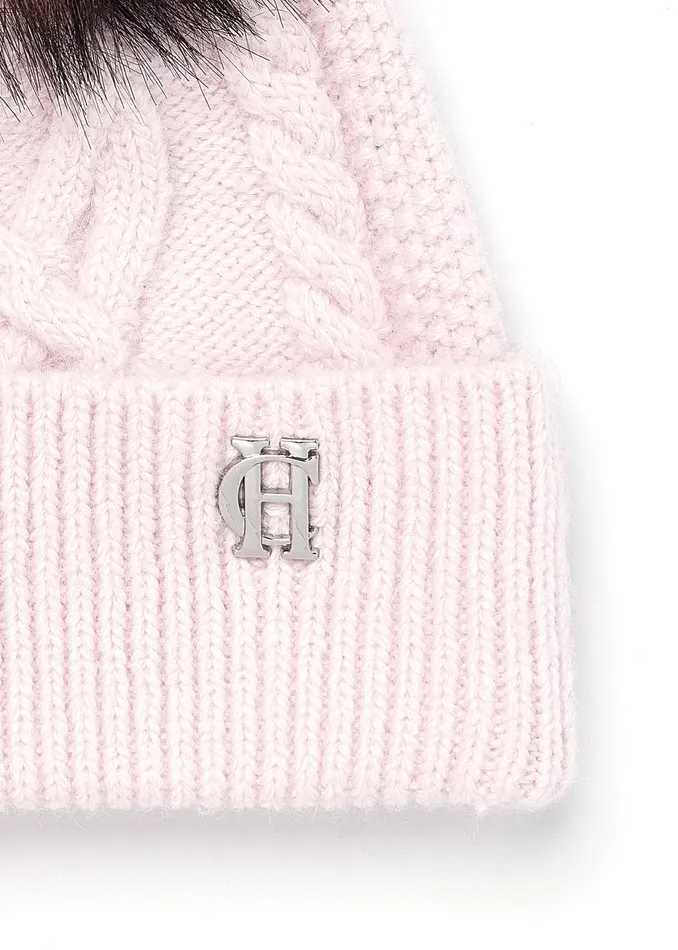 Holland Cooper Cortina Bobble Hat Soft Pink Women Hats and Headbands Holland Cooper Cortina Bobble Hat Soft Pink Women Hats and Headbands