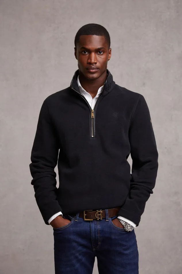 Holland Cooper Country Fleece Quarter Zip Black Men Fleeces