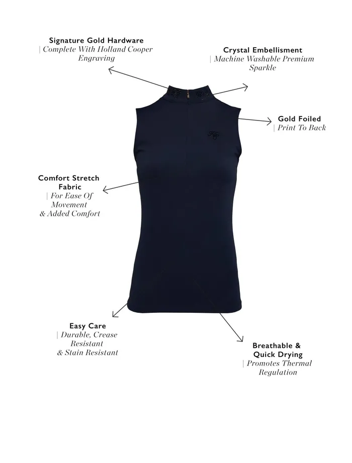 Holland Cooper Crystal Sleeveless Base Layer Ink Navy Women Base Layers Holland Cooper Crystal Sleeveless Base Layer Ink Navy Women Base Layers