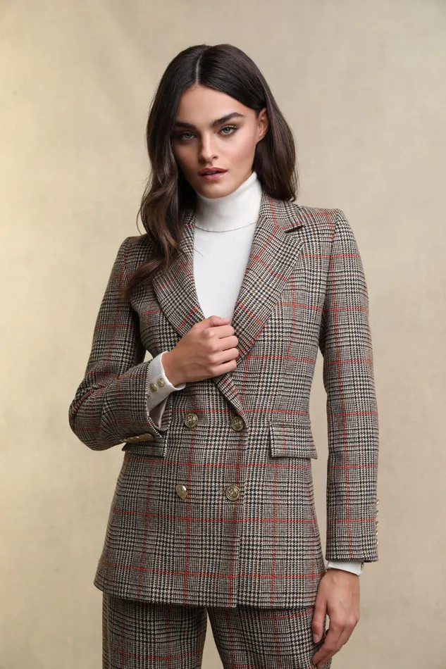 Holland Cooper Double Breasted Blazer Orange Windsor Women Tailoring