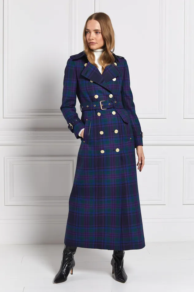Holland Cooper Full Length Marlborough Trench Coat Heather Tartan Women Tailoring Holland Cooper Full Length Marlborough Trench Coat Heather Tartan Women Tailoring