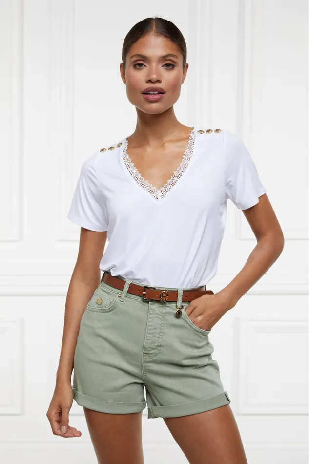 Holland Cooper High Rise Denim Short Sage Women Shorts