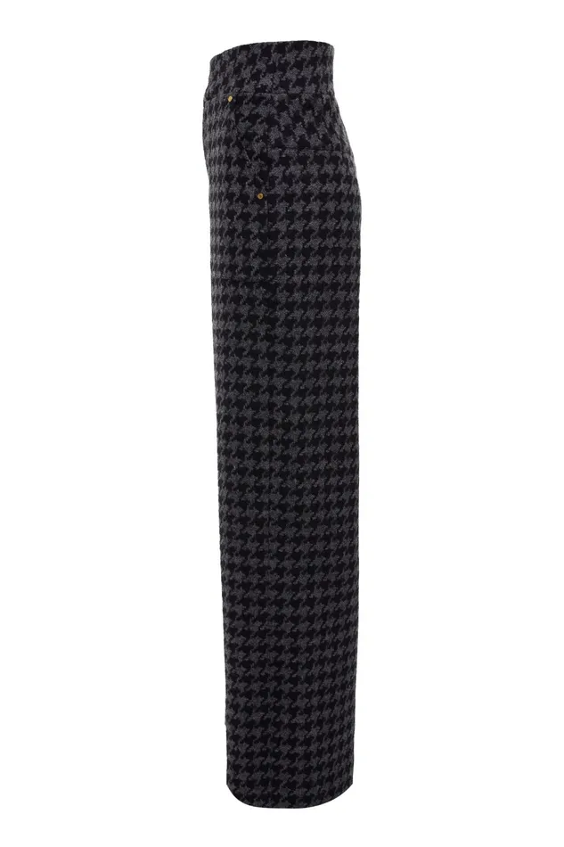 Holland Cooper High Waisted Straight Trouser Large Scale Charcoal Houndstooth Women Tailoring Holland Cooper High Waisted Straight Trouser Large Scale Charcoal Houndstooth Women Tailoring