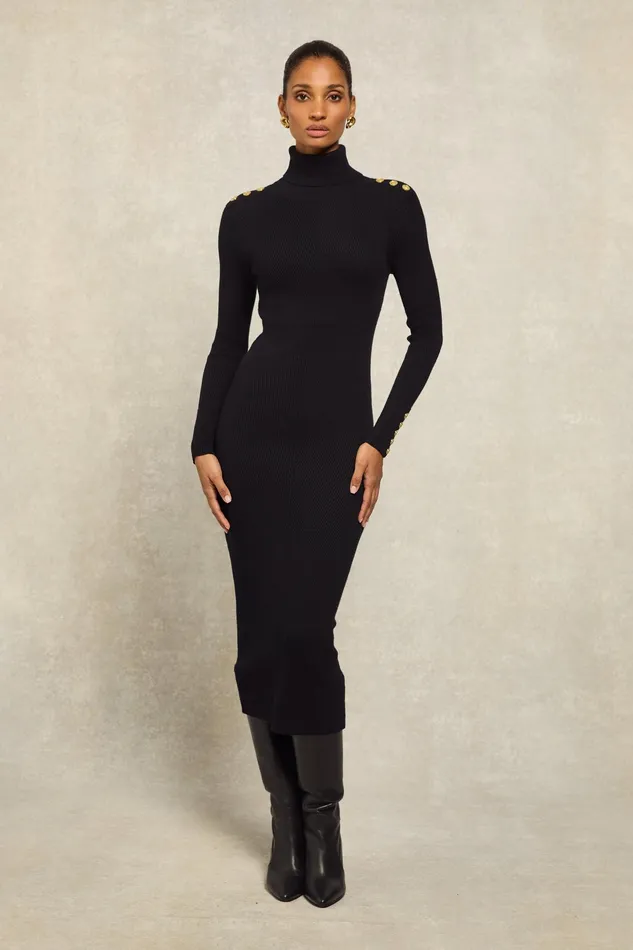 Holland Cooper Kensington Midi Jumper Dress Black Women Dresses