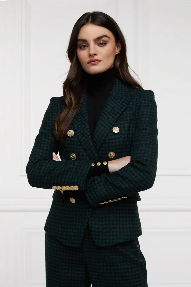 Holland Cooper Knightsbridge Blazer Emerald Houndstooth Women Tailoring