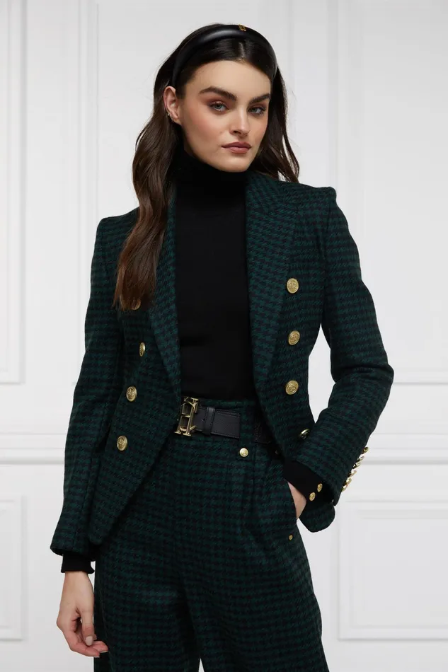 Holland Cooper Knightsbridge Blazer Emerald Houndstooth Women Tailoring Holland Cooper Knightsbridge Blazer Emerald Houndstooth Women Tailoring
