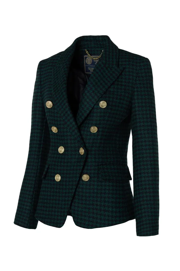 Holland Cooper Knightsbridge Blazer Emerald Houndstooth Women Tailoring Holland Cooper Knightsbridge Blazer Emerald Houndstooth Women Tailoring