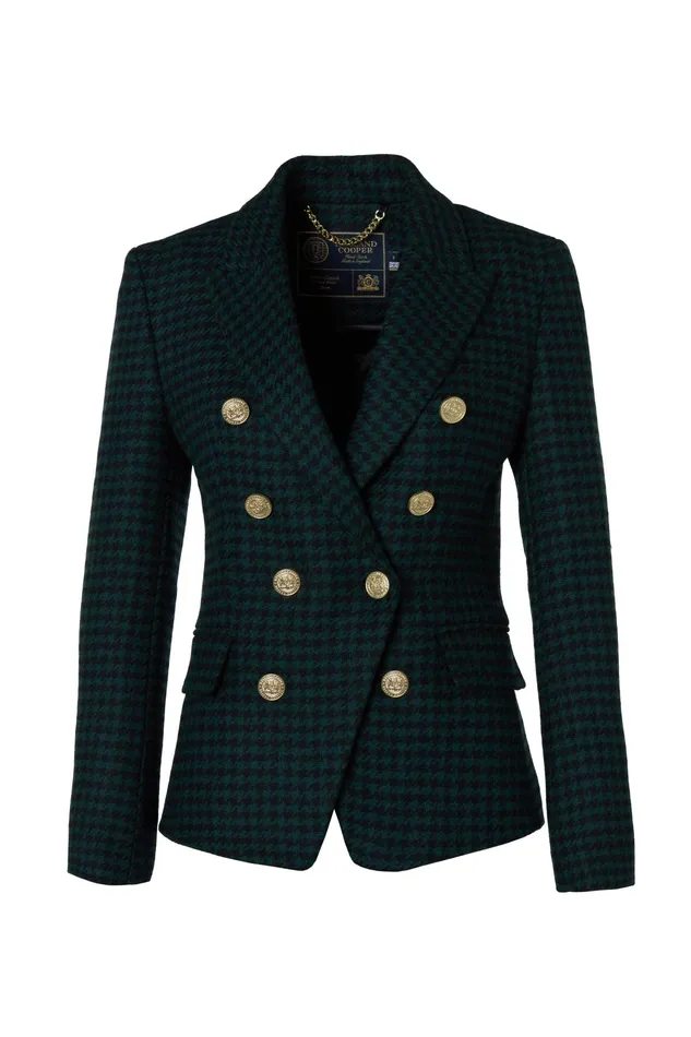 Holland Cooper Knightsbridge Blazer Emerald Houndstooth Women Tailoring Holland Cooper Knightsbridge Blazer Emerald Houndstooth Women Tailoring