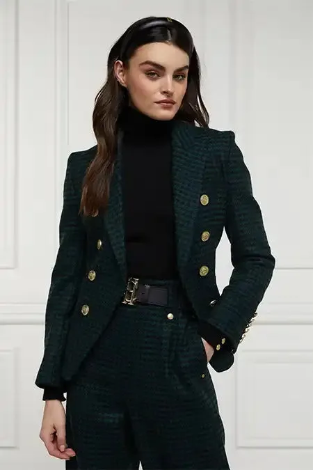 Holland Cooper Knightsbridge Blazer Emerald Houndstooth Women Tailoring Holland Cooper Knightsbridge Blazer Emerald Houndstooth Women Tailoring