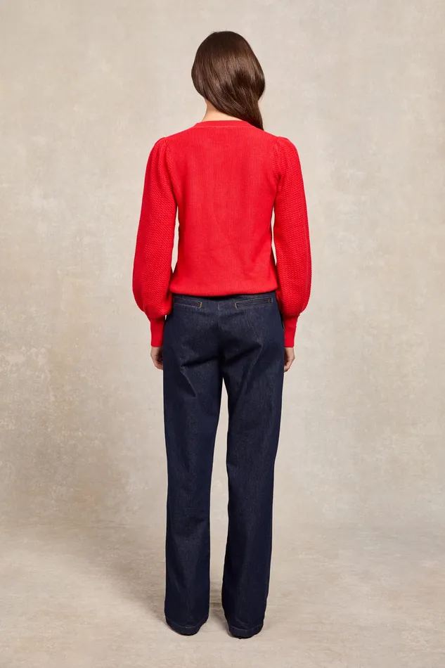 Holland Cooper Naomi Crew Neck Knit Hot Coral Women Knitwear Holland Cooper Naomi Crew Neck Knit Hot Coral Women Knitwear