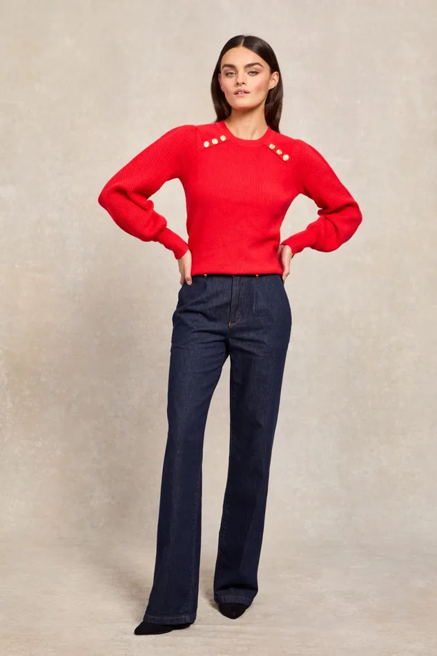 Holland Cooper Naomi Crew Neck Knit Hot Coral Women Knitwear Holland Cooper Naomi Crew Neck Knit Hot Coral Women Knitwear