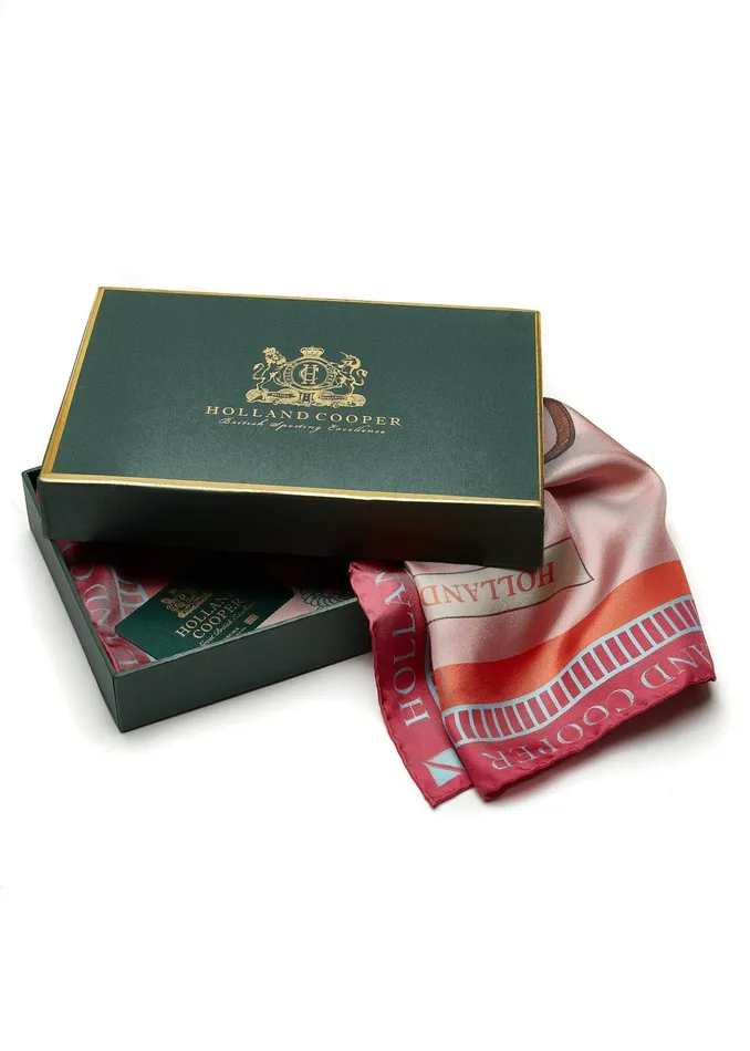 Holland Cooper Regal Horse Silk Scarf Coral Women Scarves
