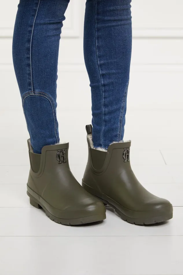 Holland Cooper Rubber Chelsea Boot Matte Green Gunmetal Women Wellington Boots Holland Cooper Rubber Chelsea Boot Matte Green Gunmetal Women Wellington Boots