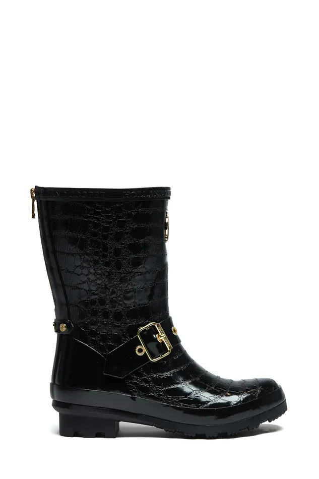 Holland Cooper Sherpa Lined Chelsea Wellington Black Croc Women Wellington Boots Holland Cooper Sherpa Lined Chelsea Wellington Black Croc Women Wellington Boots