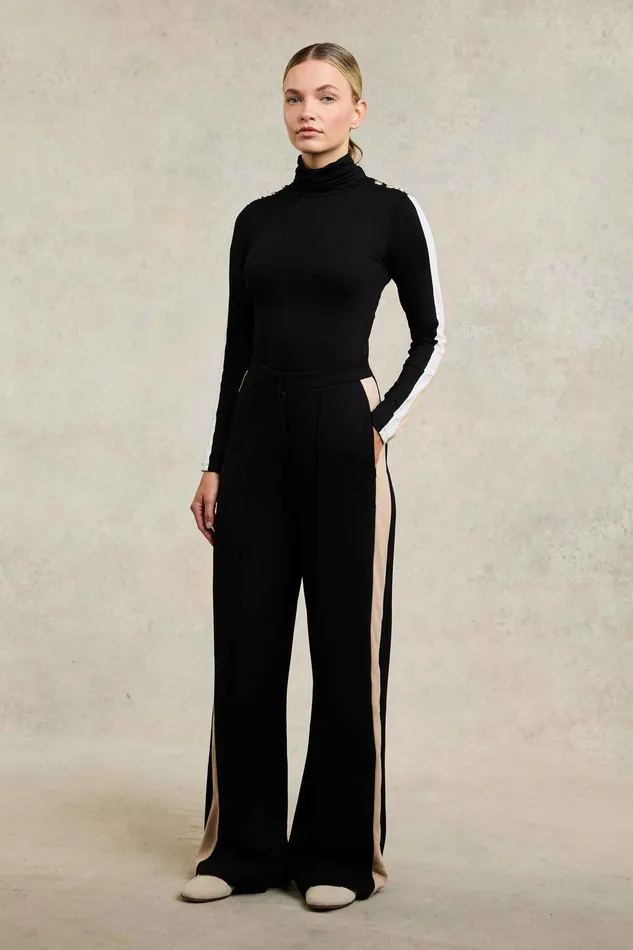Holland Cooper Wide Leg Pant Black Women Trousers