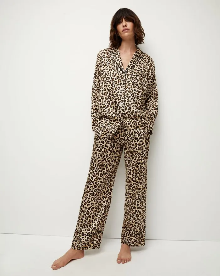 Home and Accessories Shop Veronica Beard Mulberry Silk Pajama Set Leopard