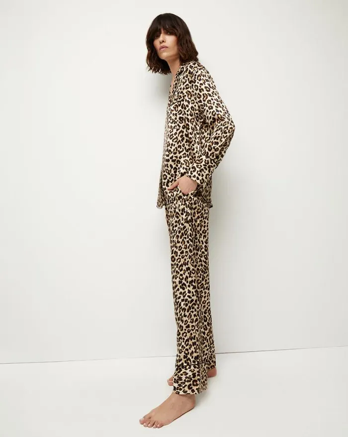 Home and Accessories Shop Veronica Beard Mulberry Silk Pajama Set Leopard