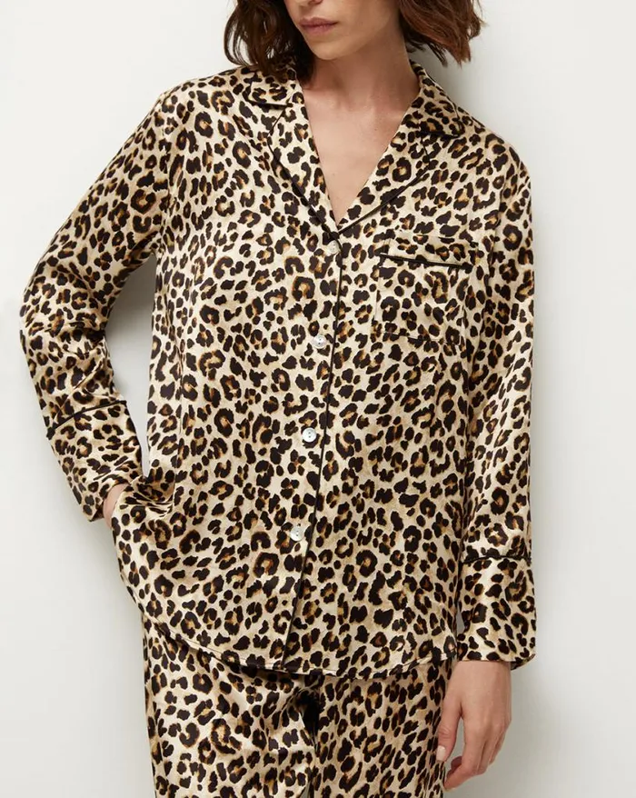 Home and Accessories Shop Veronica Beard Mulberry Silk Pajama Set Leopard