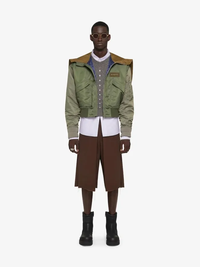 Hooded Bomber Jacket Olive Green Men Givenchy Coats and Jackets